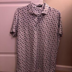 G/FORE Men's Polo Shirt - Blue and White Pattern